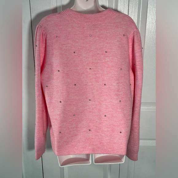 Lilly Pulitzer Ellorie Bow Sweater Pink Heathered ConchShell Paradise Rhinestone - Picture 5 of 11